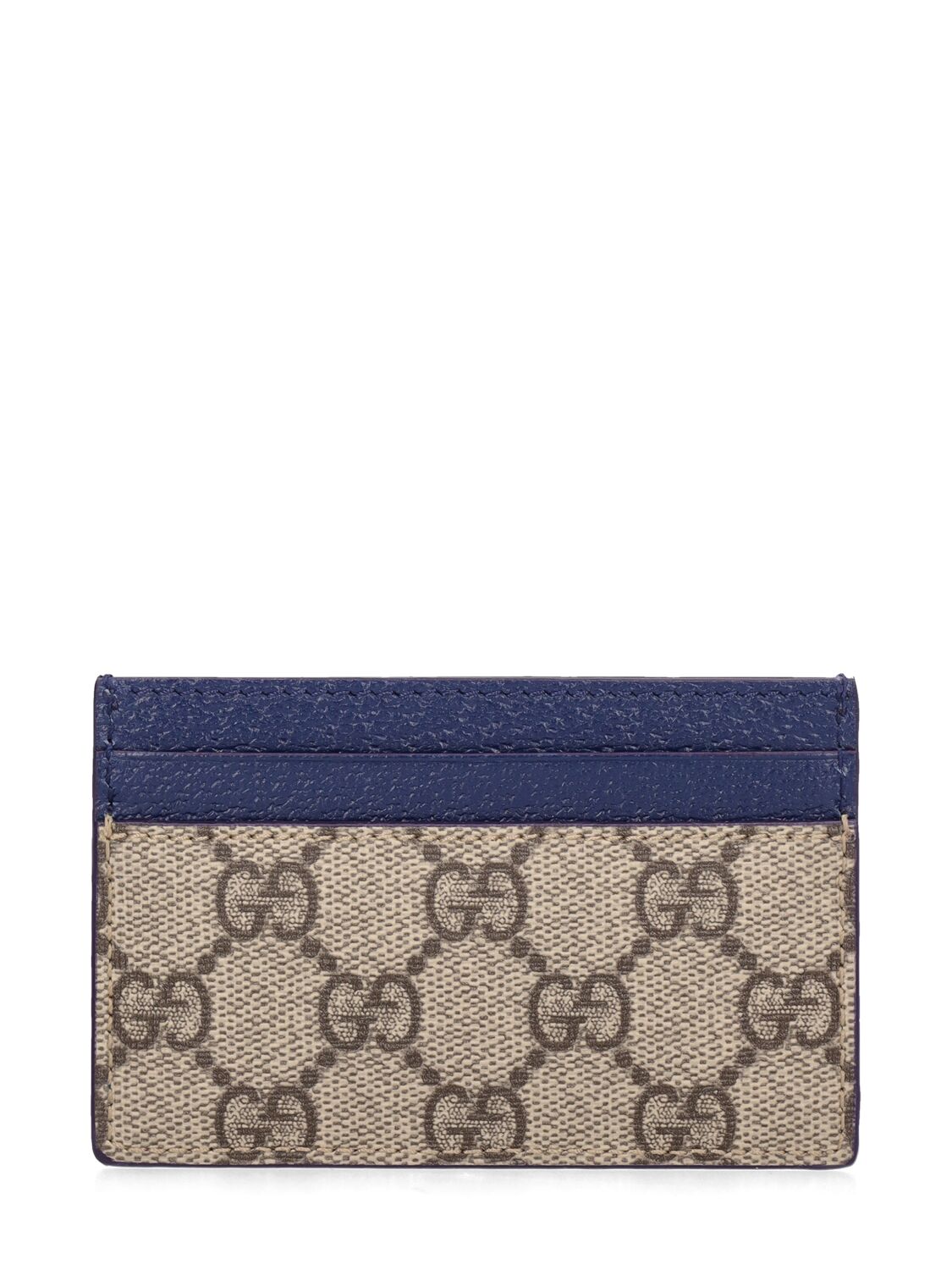 Shop Gucci Gg Supreme Card Case In Beige,blue