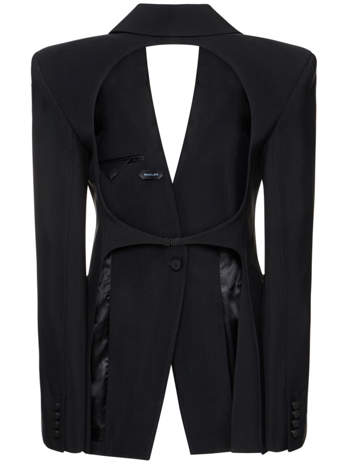 Shop Mugler Heavy Fluid Viscose & Wool Wrap Jacket In Black