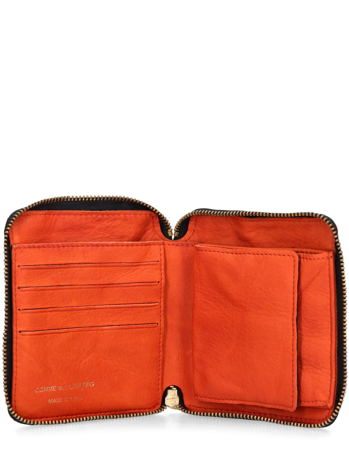 Shop Comme Des Garçons Washed Leather Wallet In Burnt Orange