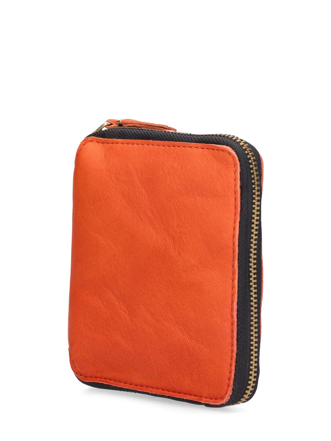 Shop Comme Des Garçons Washed Leather Wallet In Burnt Orange