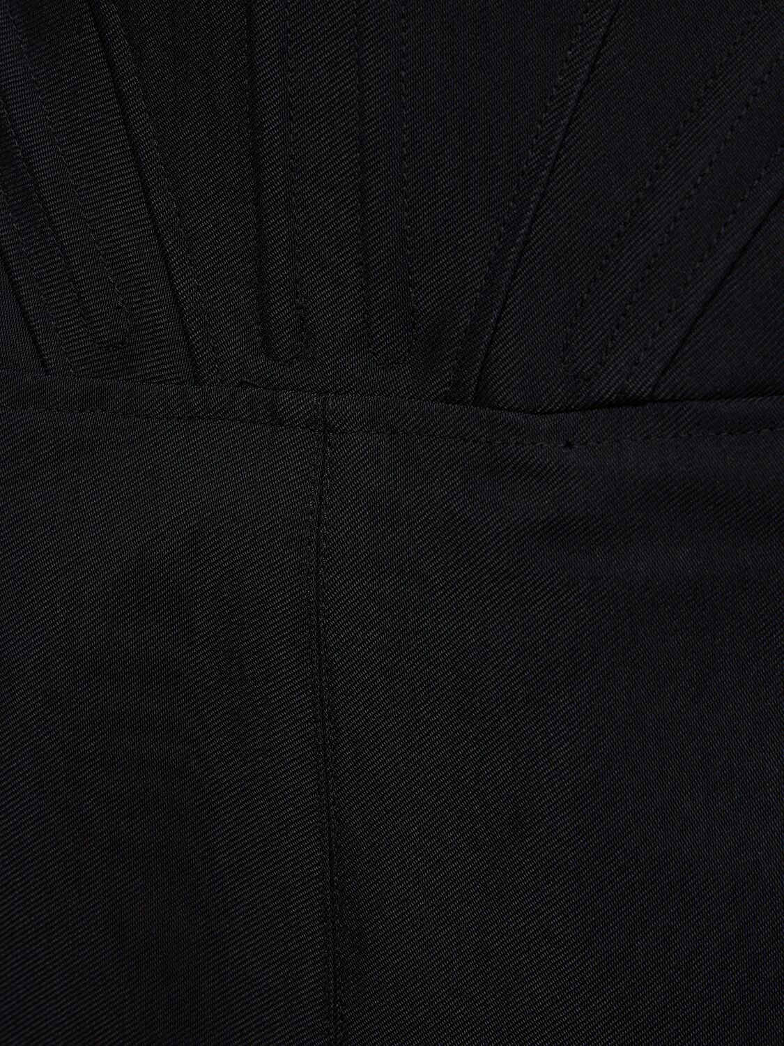 Shop Mugler Viscose Twill High Rise Midi Skirt In Black