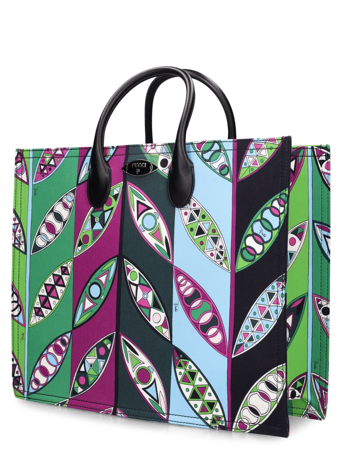 Shop Pucci Cotton Tote Bag In Fuchsia,green