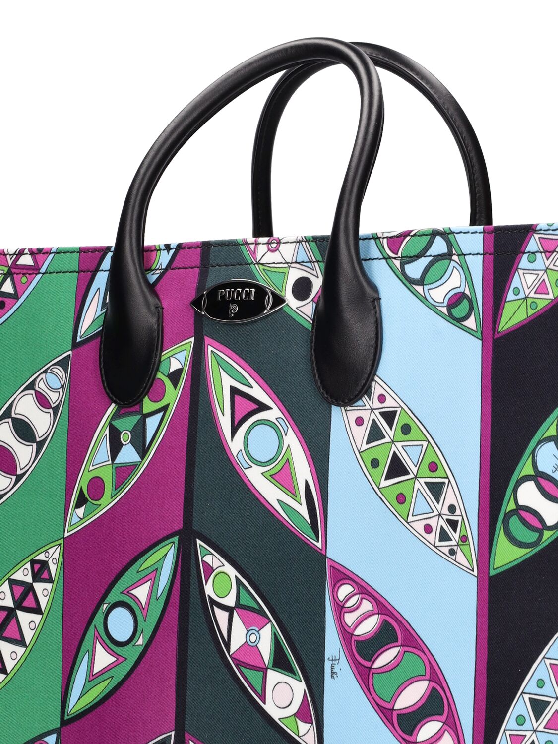 Shop Pucci Cotton Tote Bag In Fuchsia,green