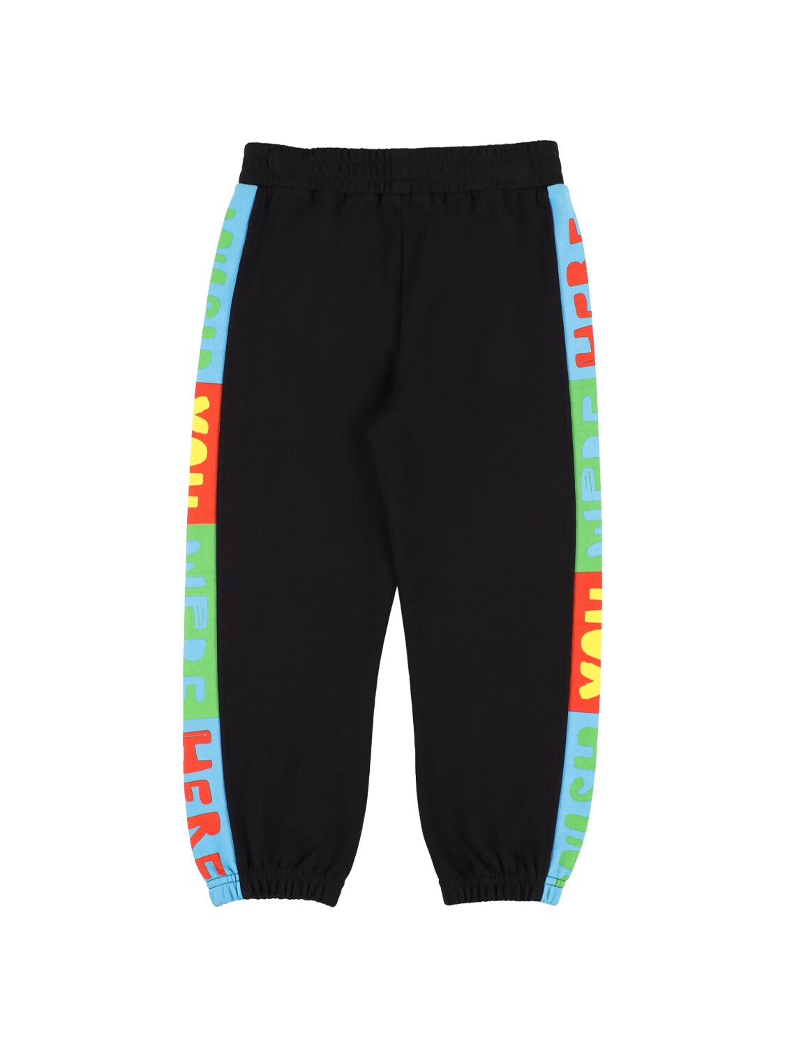 Shop Stella Mccartney Logo Printed Organic Cotton Sweatpants In Schwarz