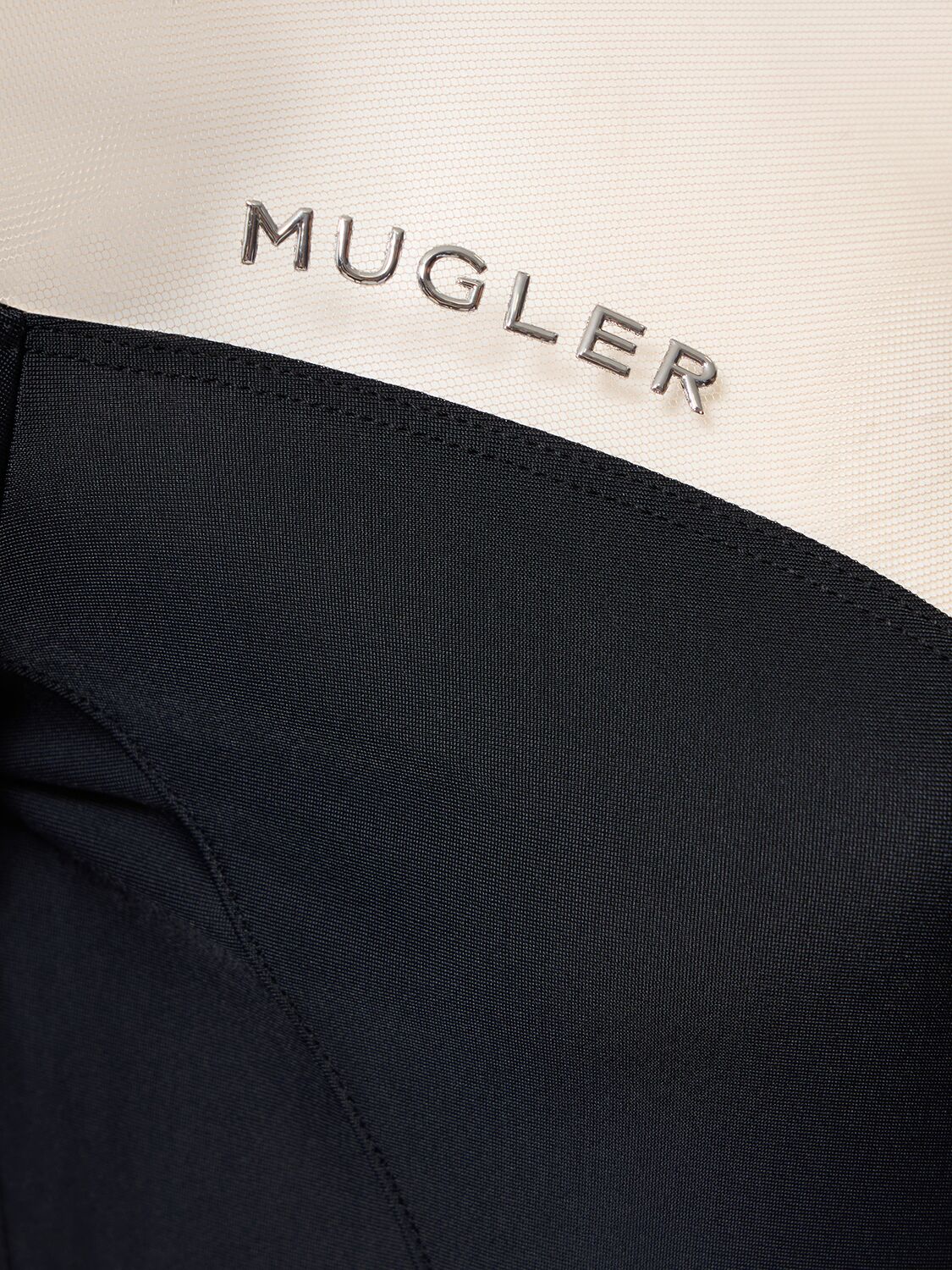 Shop Mugler Lycra Cutout Turtleneck Bodysuit In Black,nude01