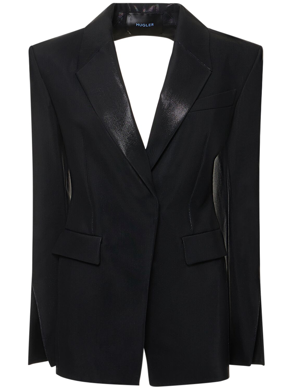 Image of Shiny Twill Open Back Fitted Jacket