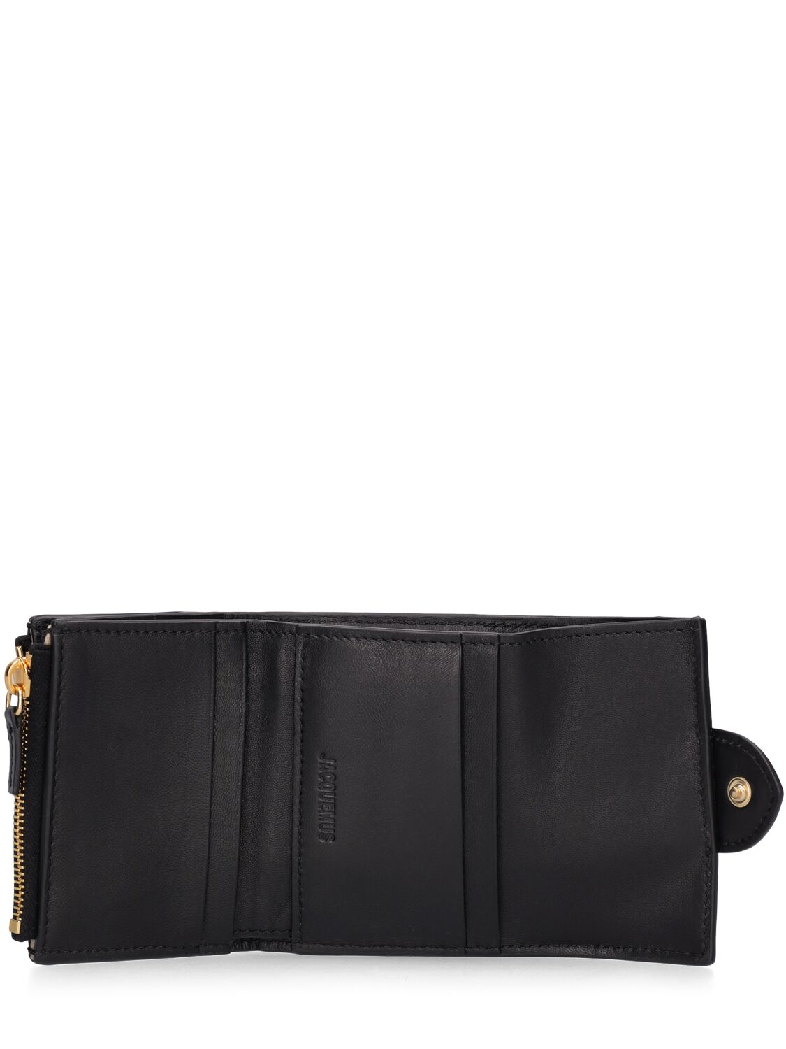 Shop Jacquemus Le Compact Bambino Leather Wallet In Black