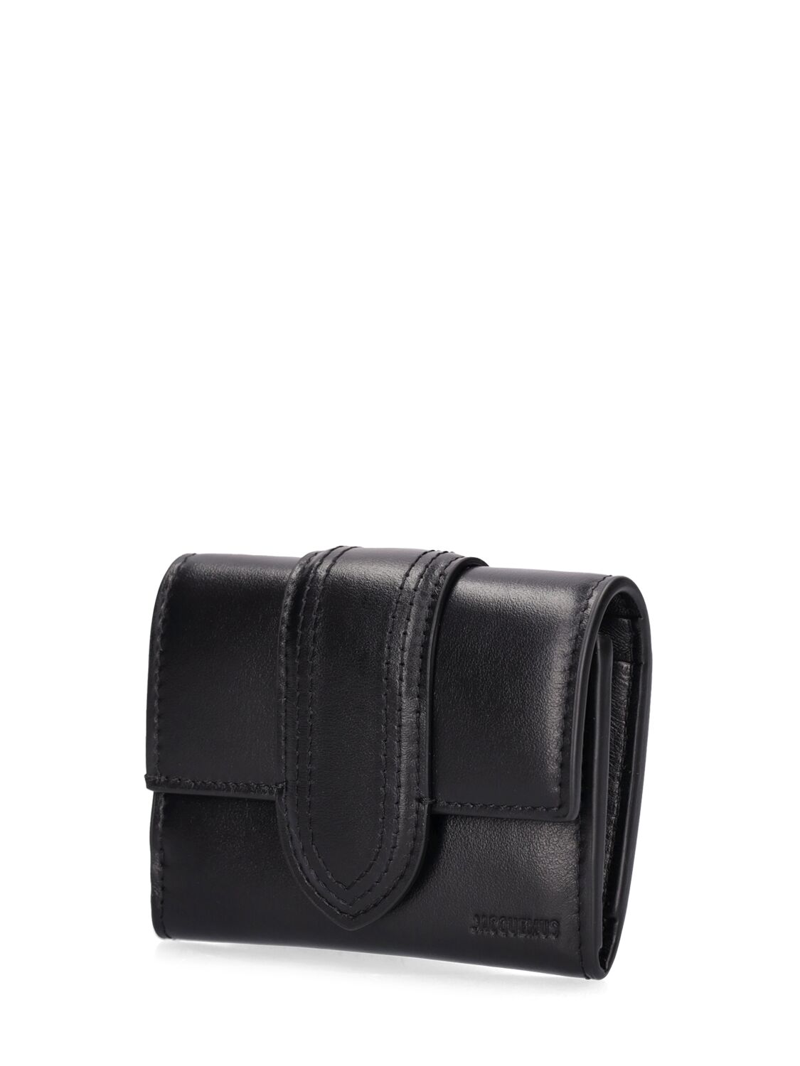 Shop Jacquemus Le Compact Bambino Leather Wallet In Black