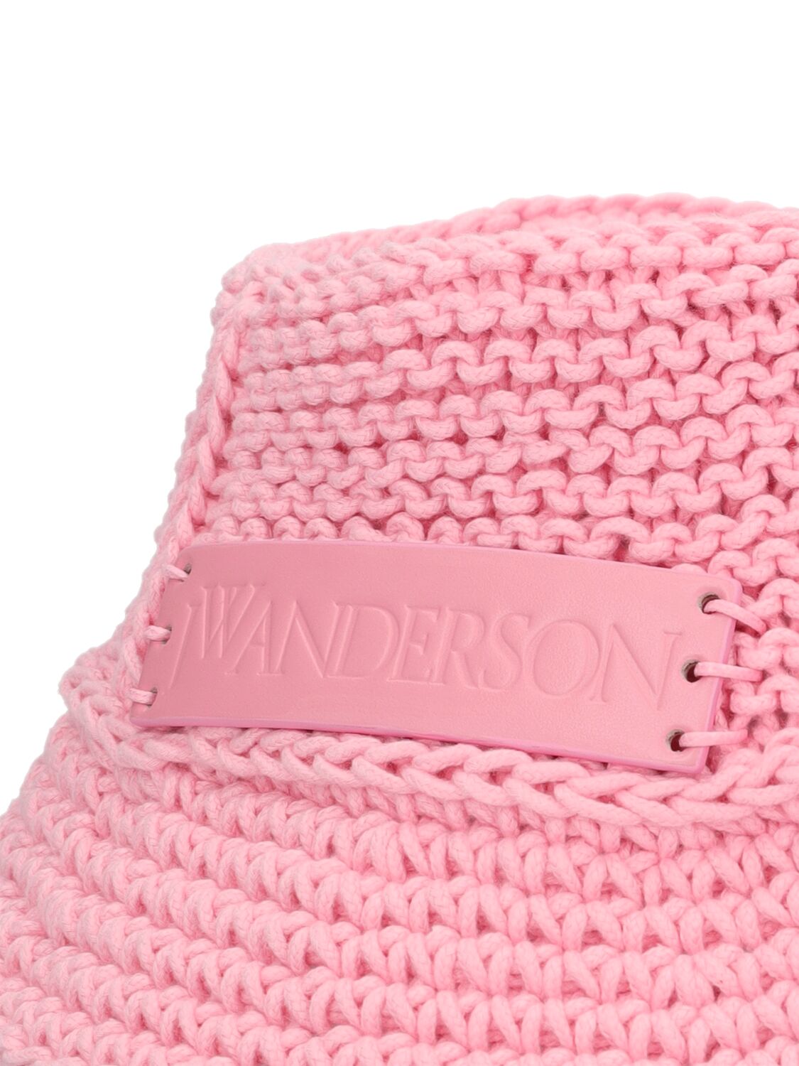Shop Jw Anderson Cotton Crochet Bucket Hat In Pink