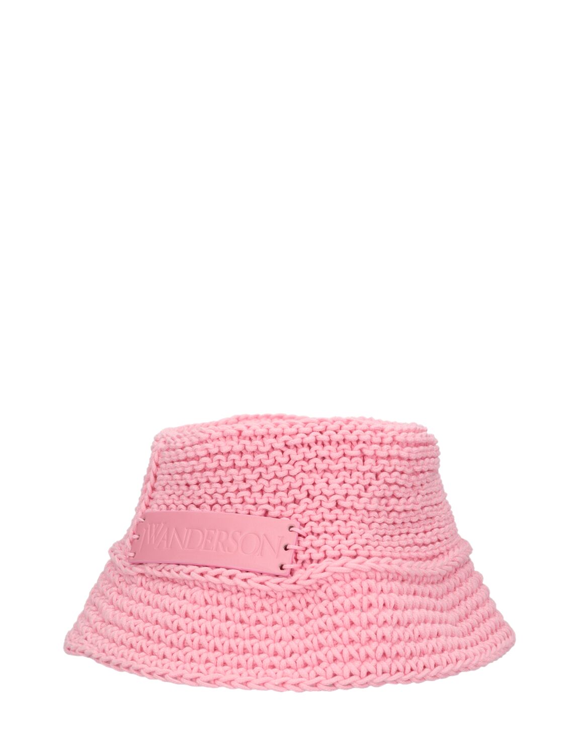 Shop Jw Anderson Cotton Crochet Bucket Hat In Pink