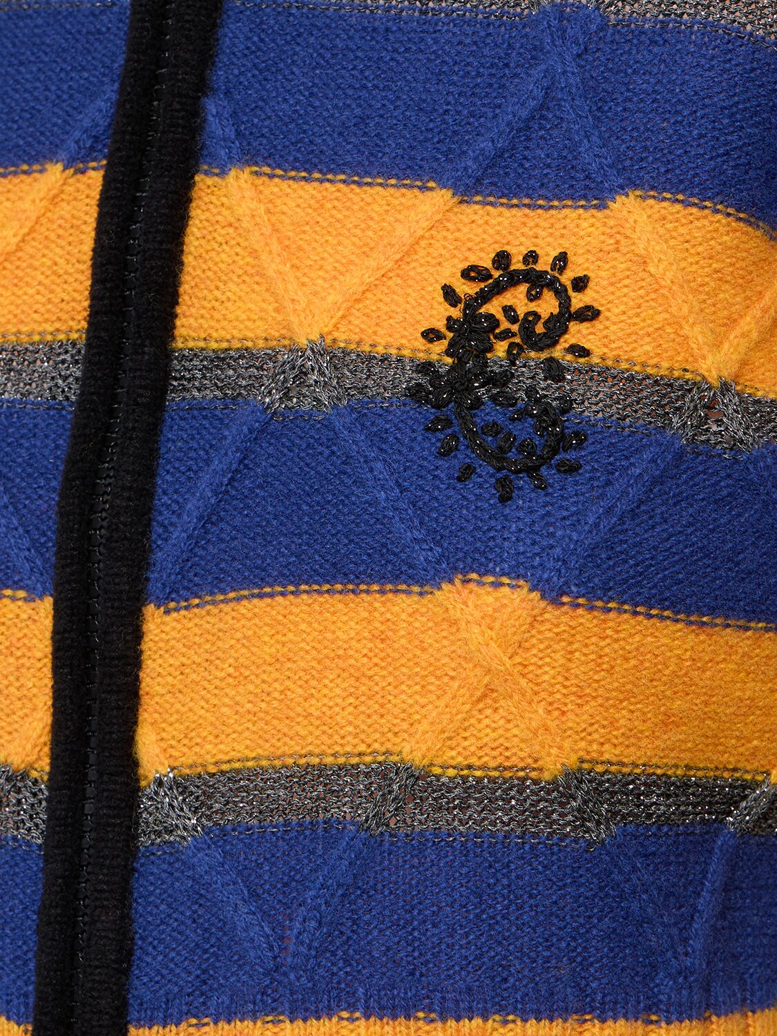 Shop Cormio Divna Embroidered Wool Blend Sweater In Orange,blue