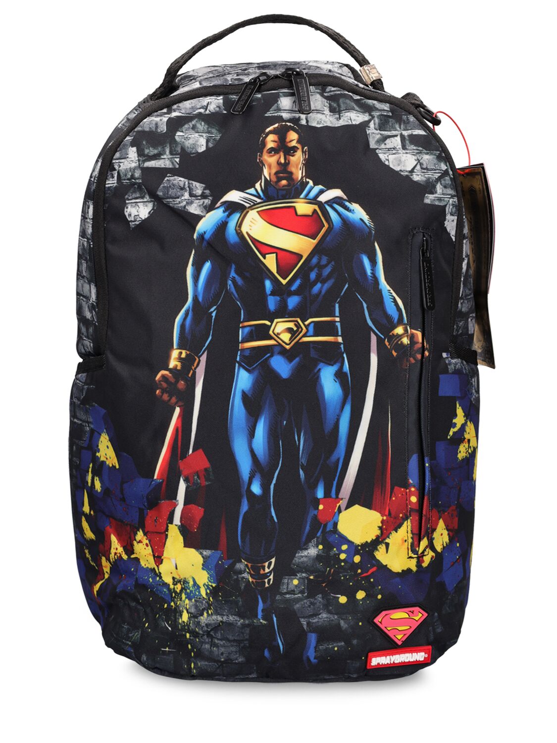 Sprayground Kids' Superman Print Canvas Backpack In Black