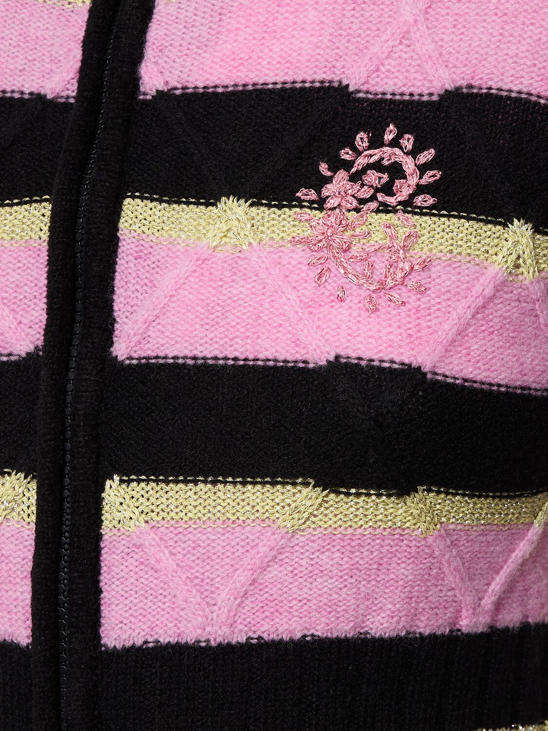 Shop Cormio Divna Embroidered Wool Blend Sweater In Pink,yellow
