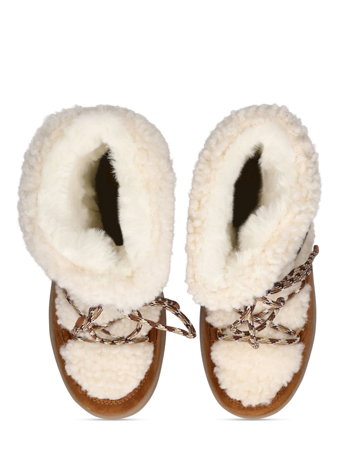 Shop Moon Boot Shearling & Suede Ankle Snow Boots In White,brown