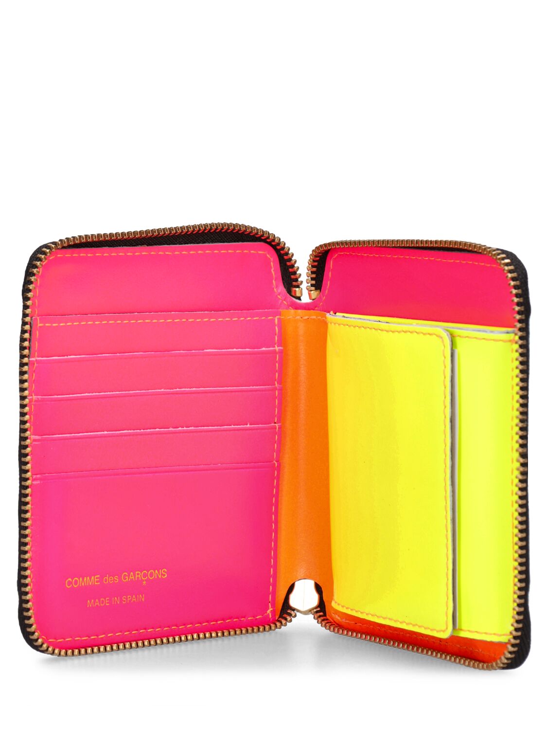 Shop Comme Des Garçons Super Fluo Leather Wallet In Light Orange