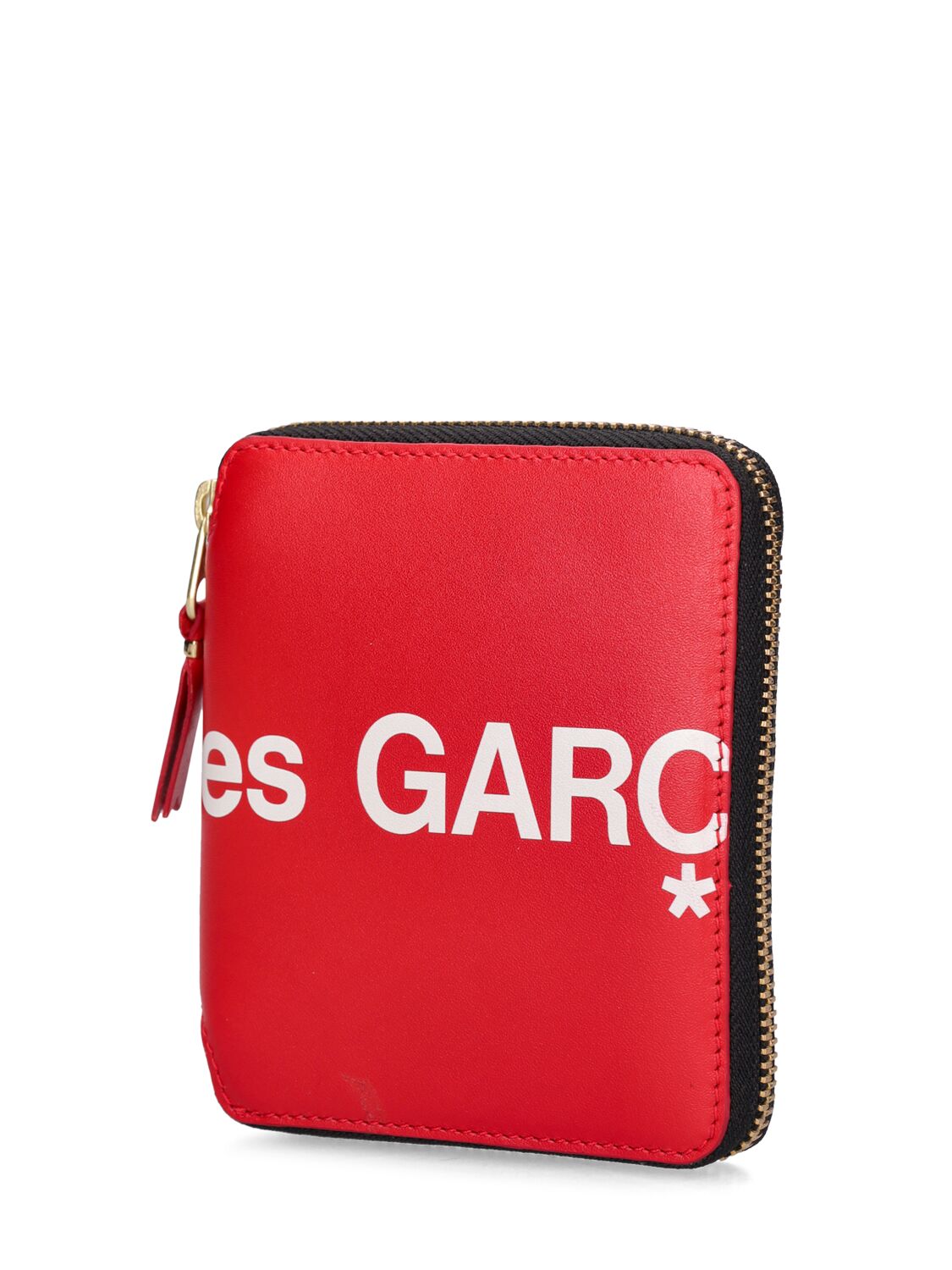 Shop Comme Des Garçons Huge Logo Leather Compact Wallet In Red