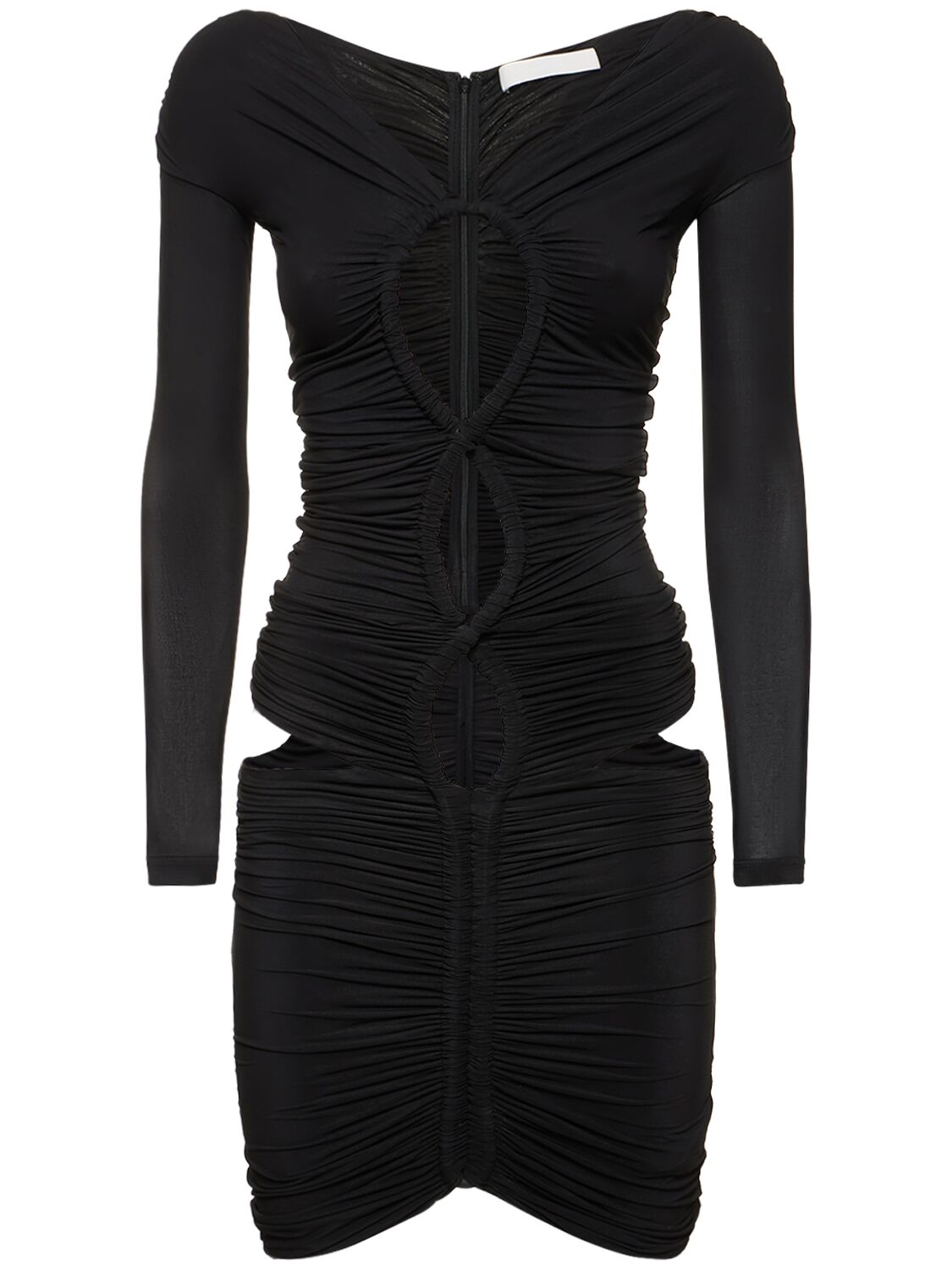 Dion Lee Gathered Cut Out Jersey Mini Dress In Black