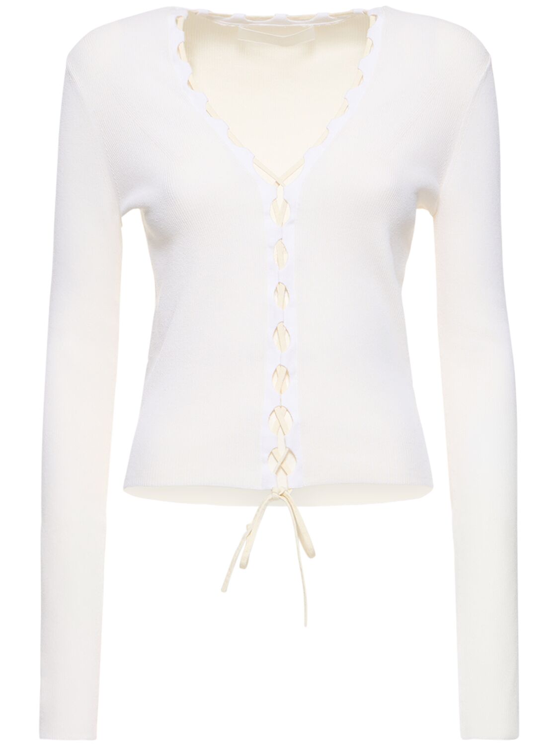 Image of Knit Cotton Crepe Cardigan Top