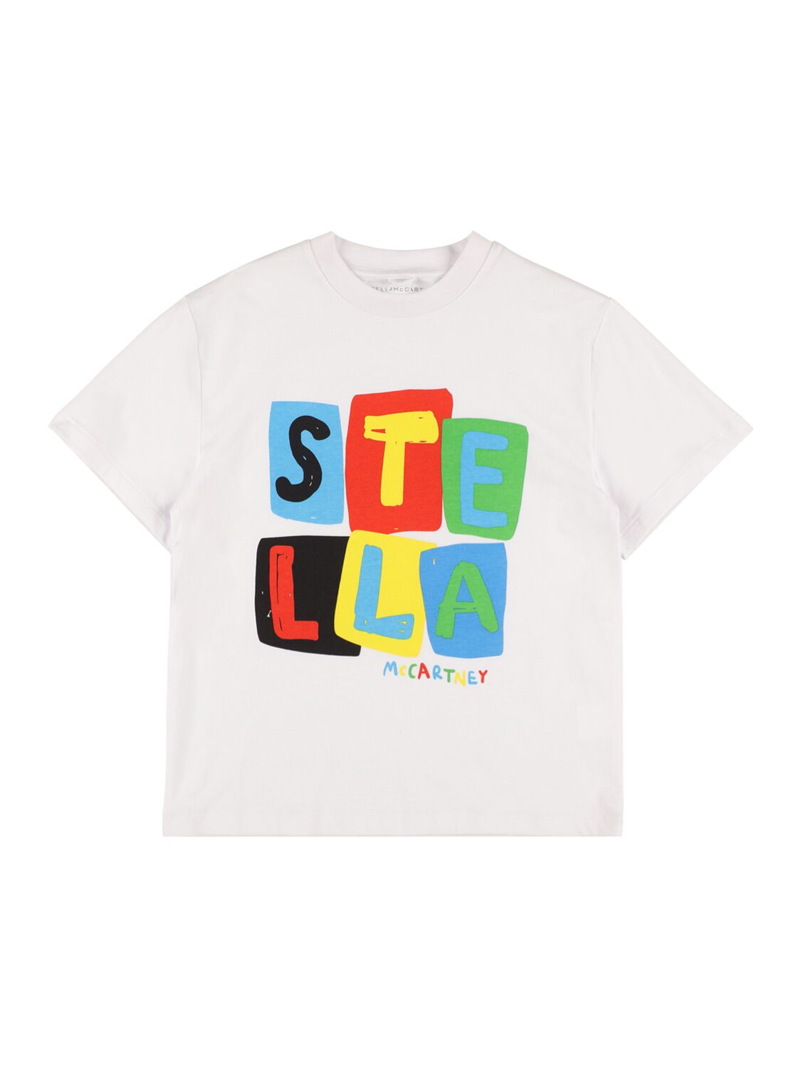 Stella Mccartney Kids' 印花有机棉平纹针织t恤 In White