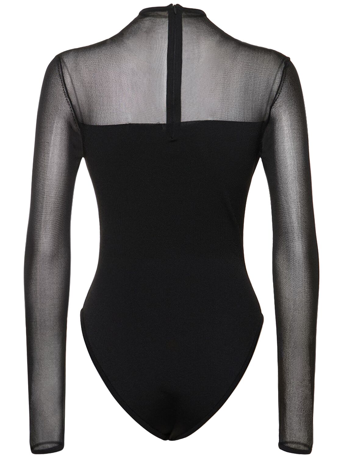 Shop Nensi Dojaka Jersey & Tulle Mock Neck Bodysuit In Black