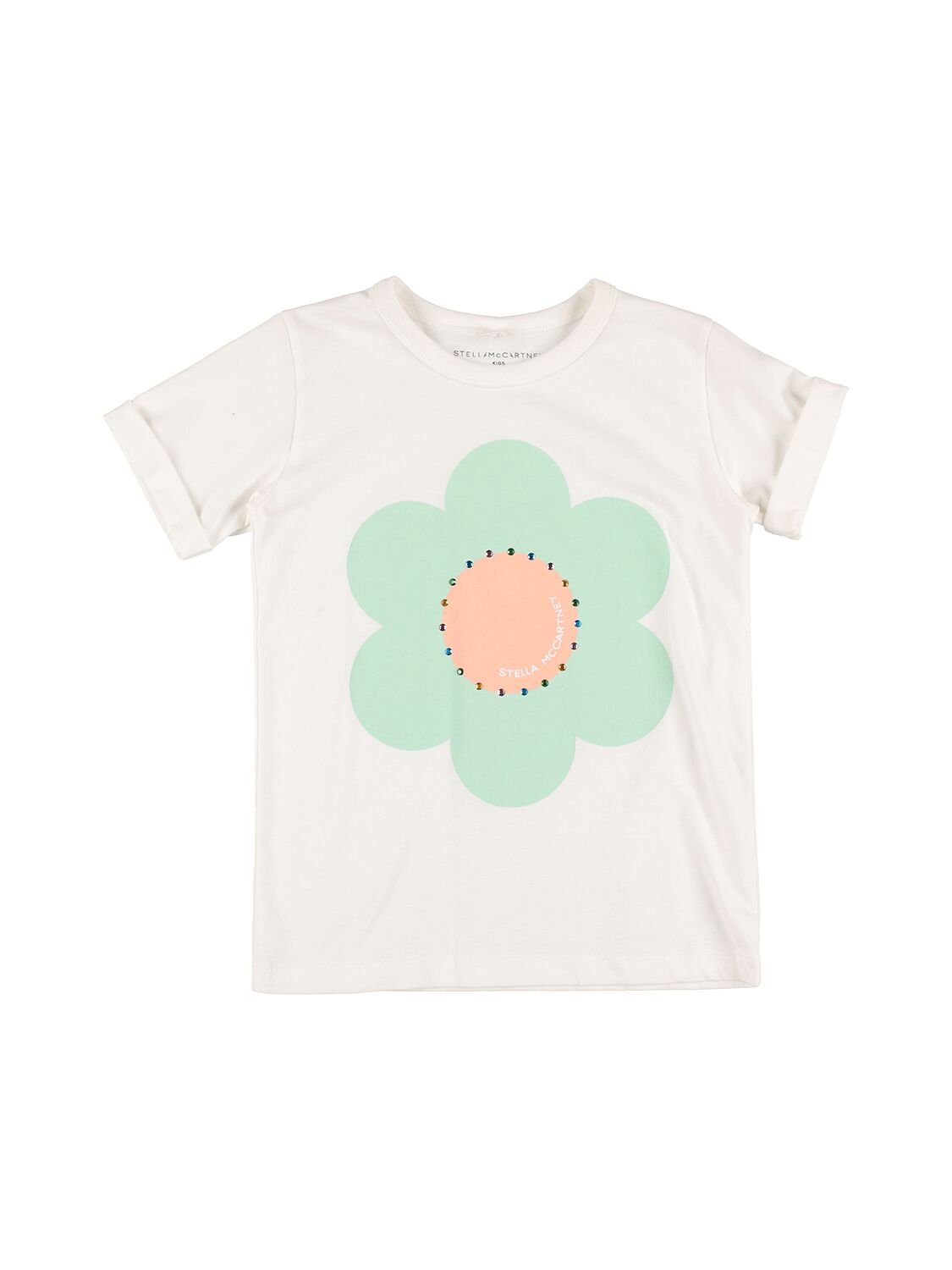 Stella Mccartney Kids' Organic Cotton Embellished T-shirt In White
