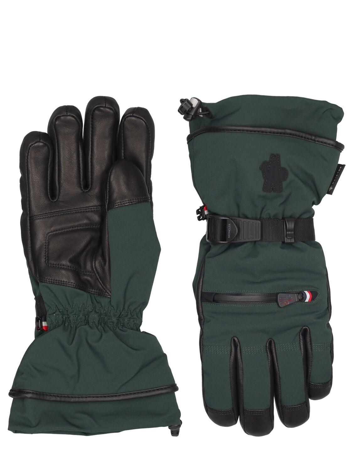 Moncler Tech Ski Gloves In Dark Green