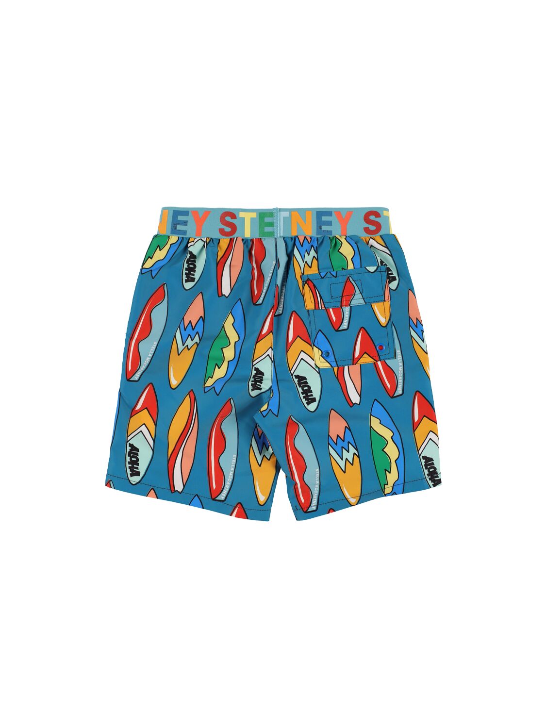 Shop Stella Mccartney Printed Recycled Nylon Swim Shorts In 蓝色