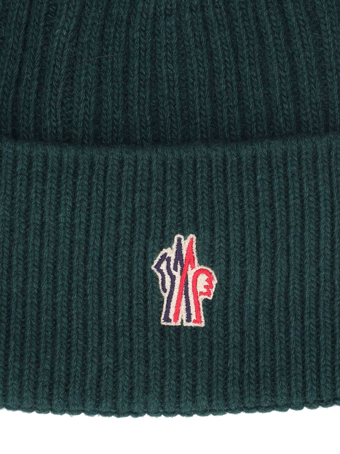 Shop Moncler Logo Cashmere & Wool Beanie In Olive Green
