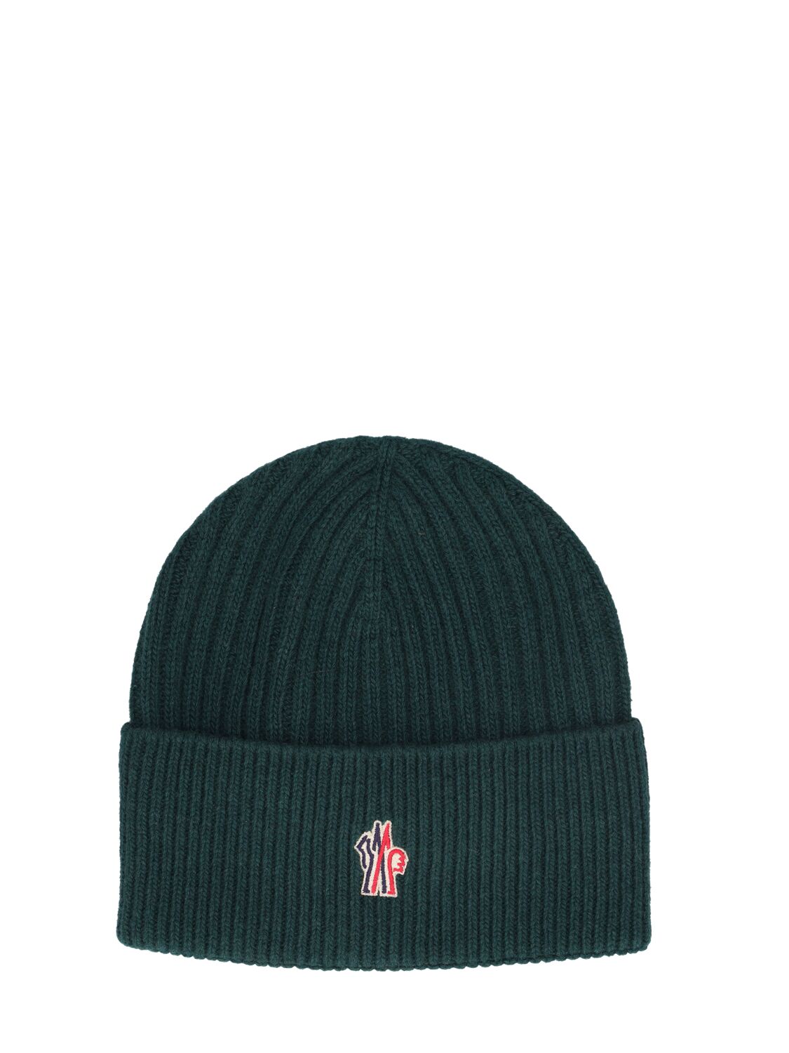 Shop Moncler Logo Cashmere & Wool Beanie In Olive Green