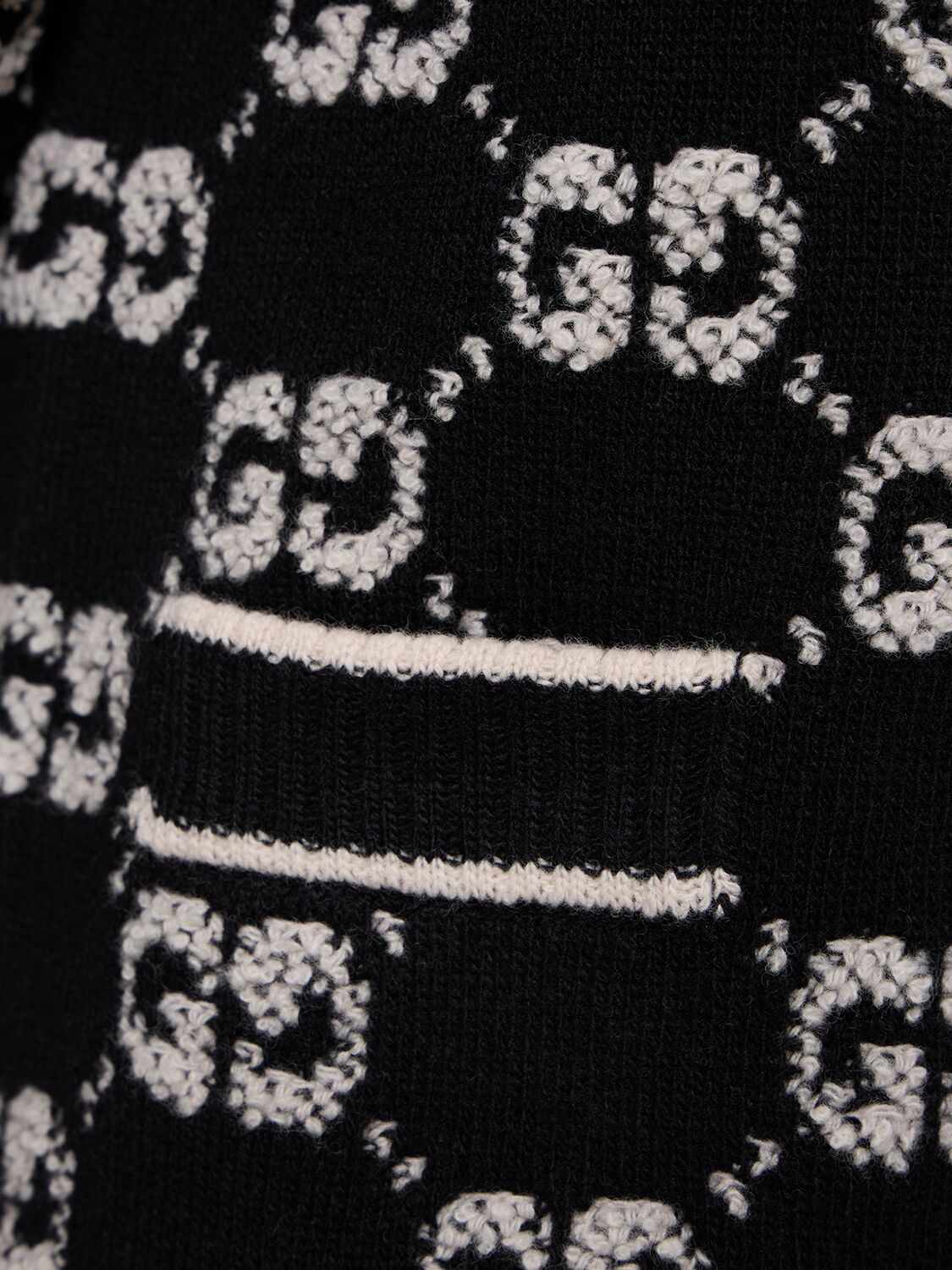 Shop Gucci Gg Wool Bouclé Jacquard Cardigan In Black,ivory