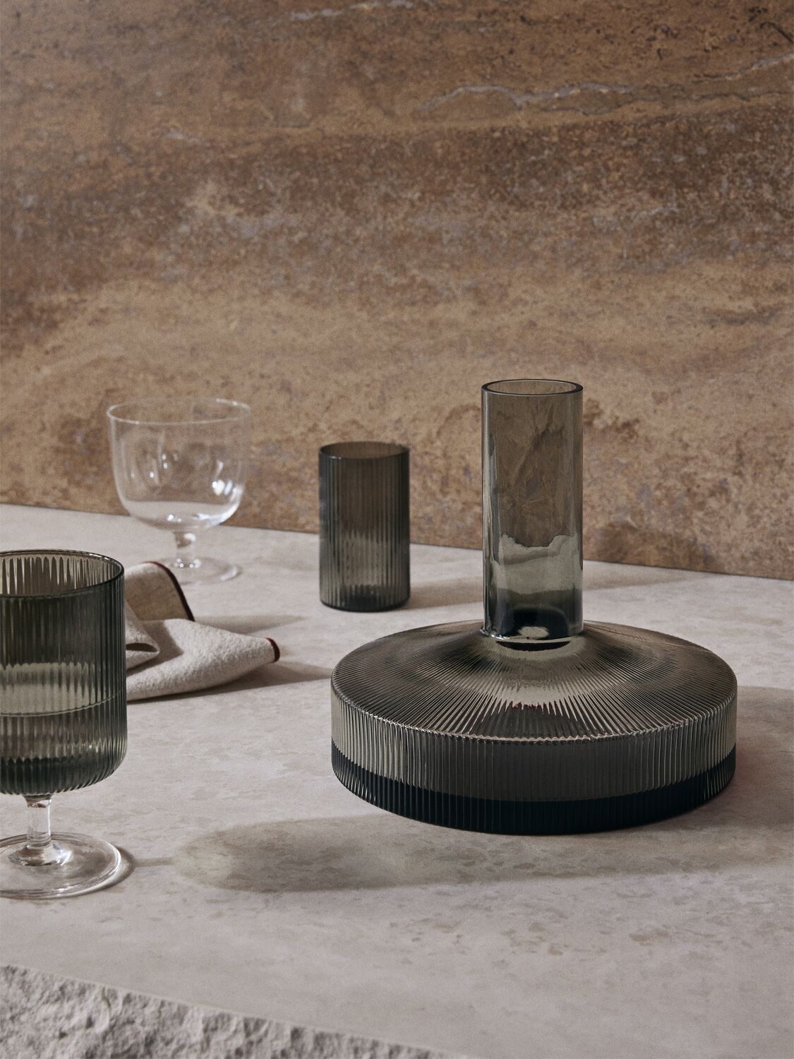 Ferm Living Ripple Wine Carafe In Grey