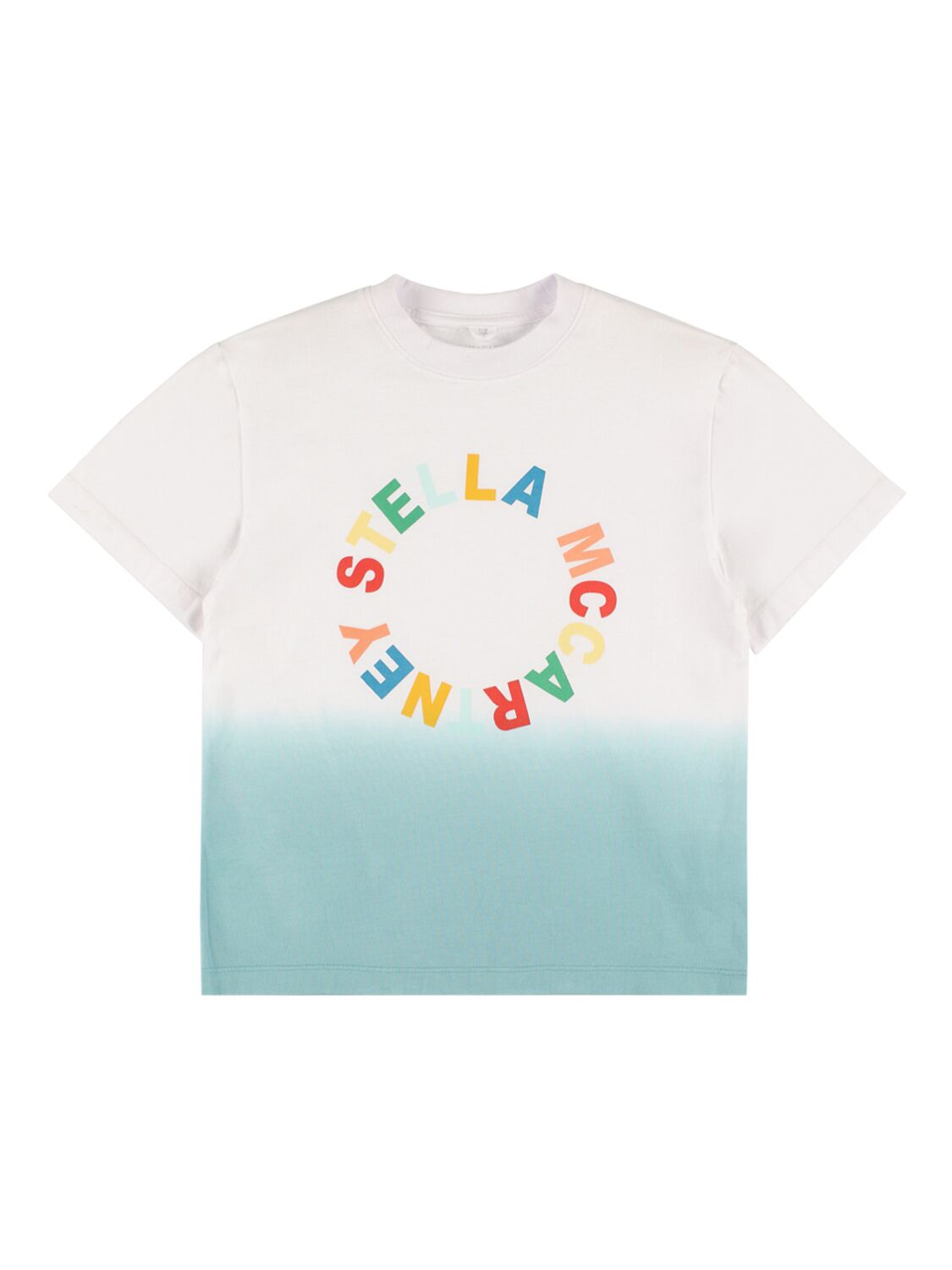 Stella Mccartney Kids' 渐变色有机棉平纹针织t恤 In Multicolor