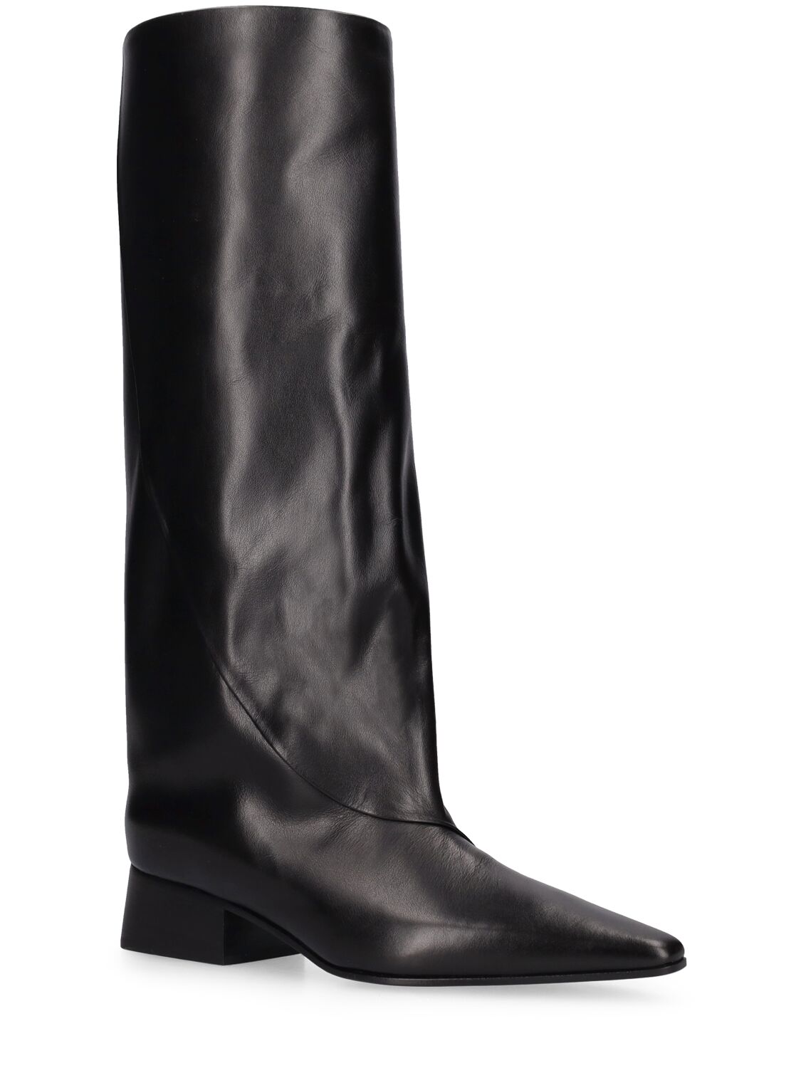 Shop Attico 45mm Ibiza Leather Tall Boots In Black