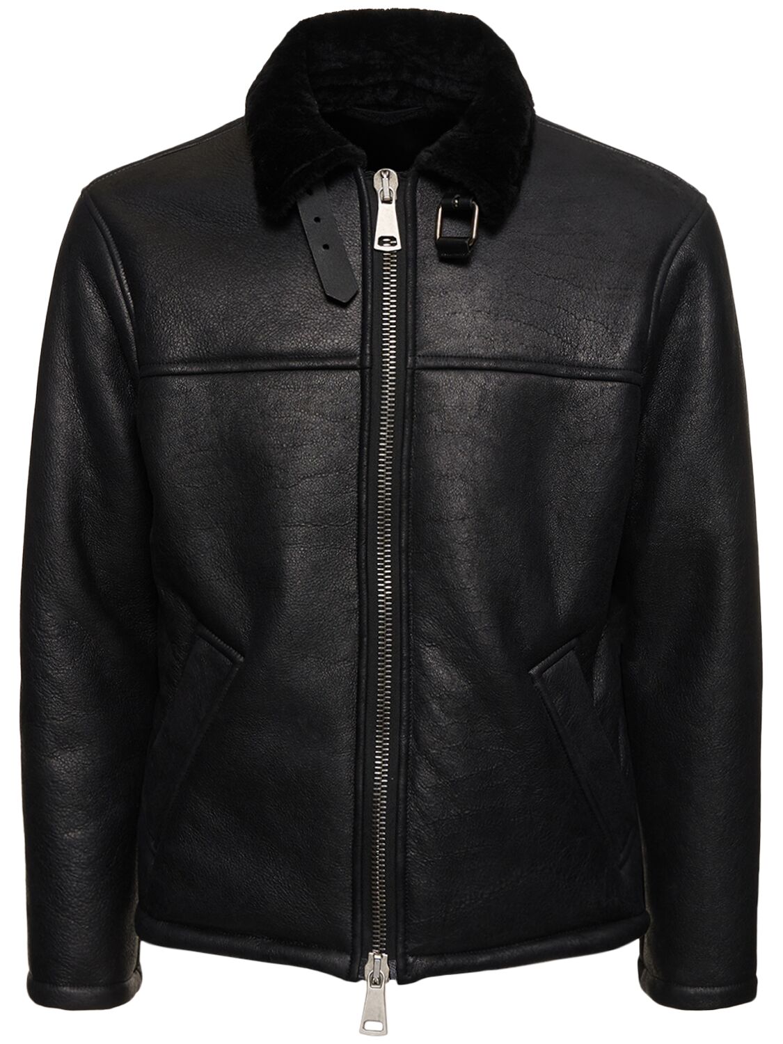 Giorgio Brato Shearling Collar Leather Jacket In Black
