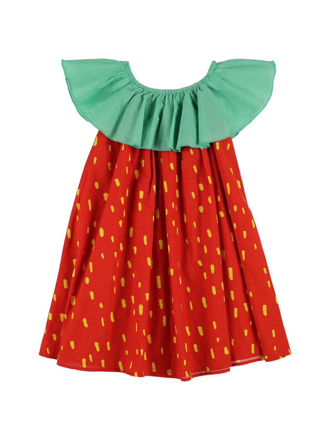 Shop Stella Mccartney Organic Cotton Strawberry Print Dress In Bunt