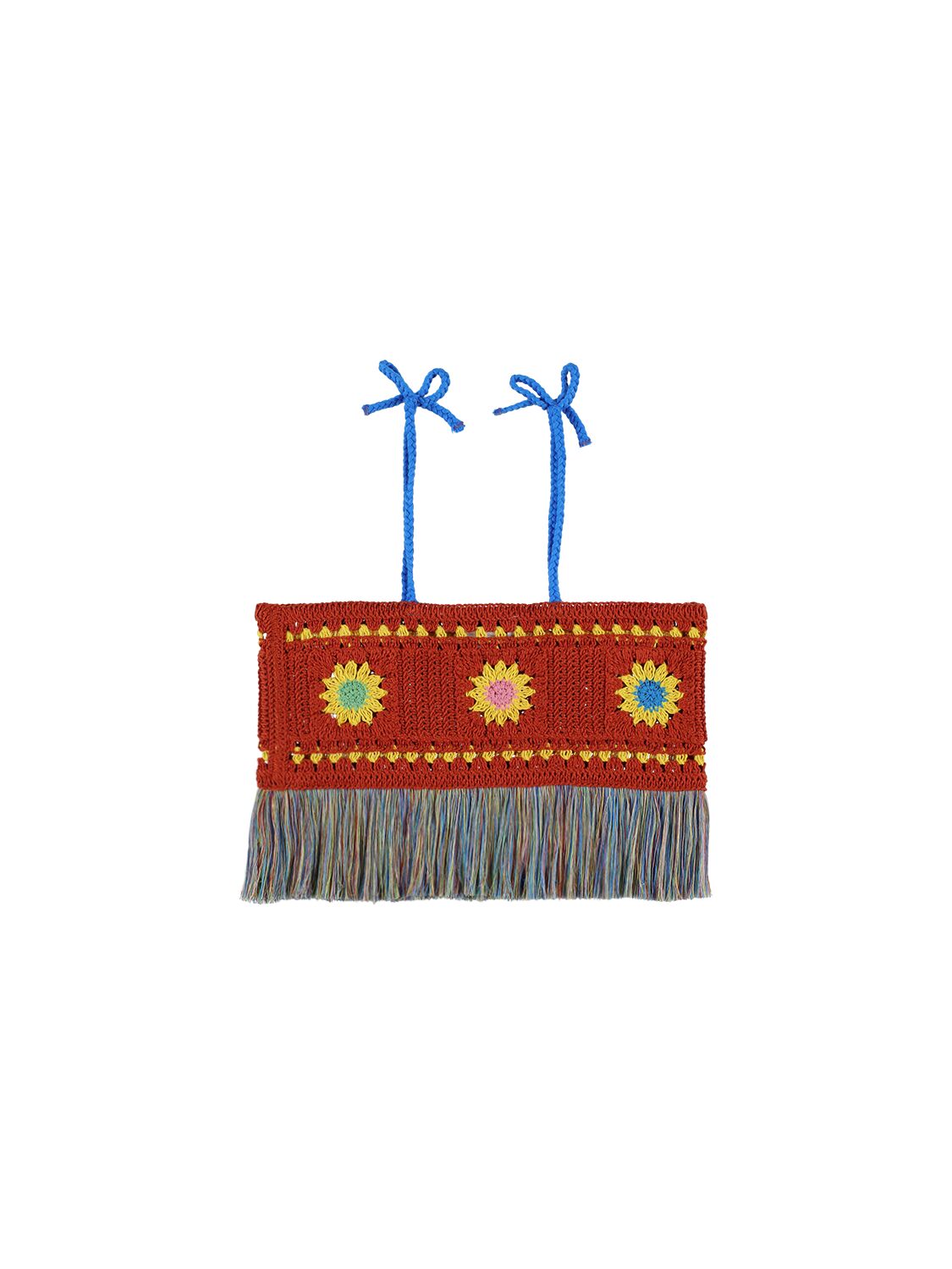 Shop Stella Mccartney Knit Top W/fringes In Rot