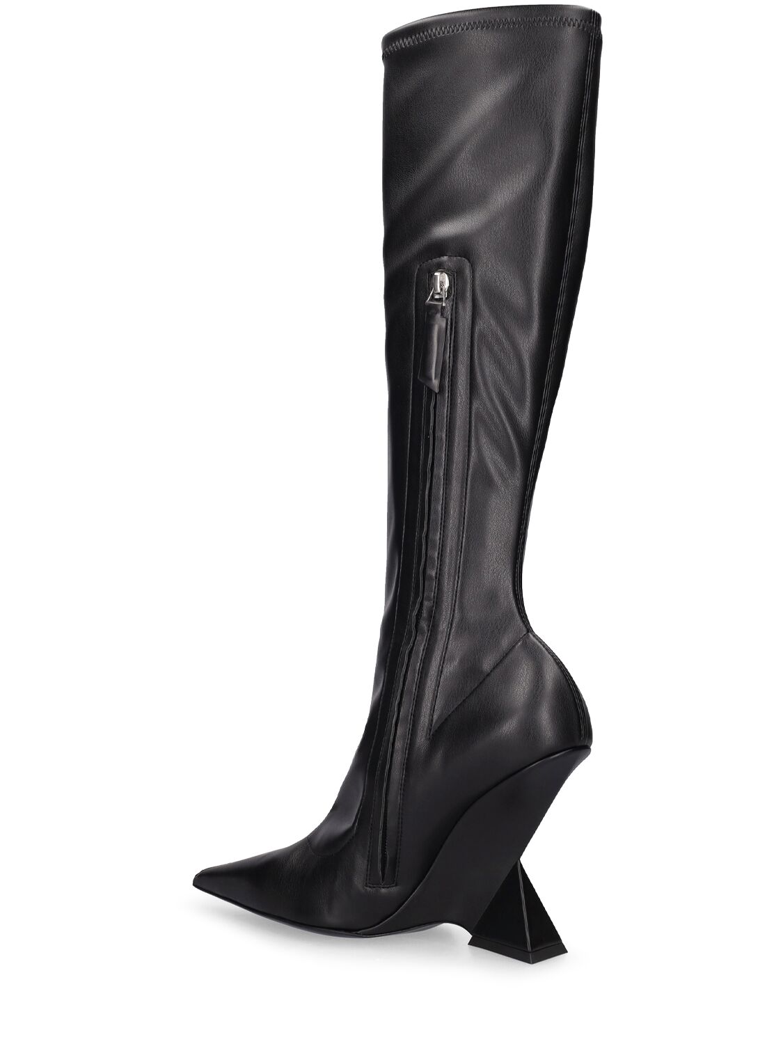 Shop Attico 105mm Cheope Faux Leather Tall Boots In Black