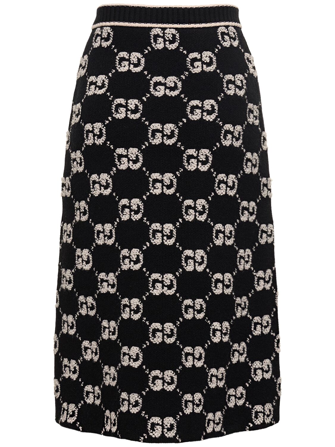 Shop Gucci Gg Wool Bouclé Jacquard Skirt In Black,ivory