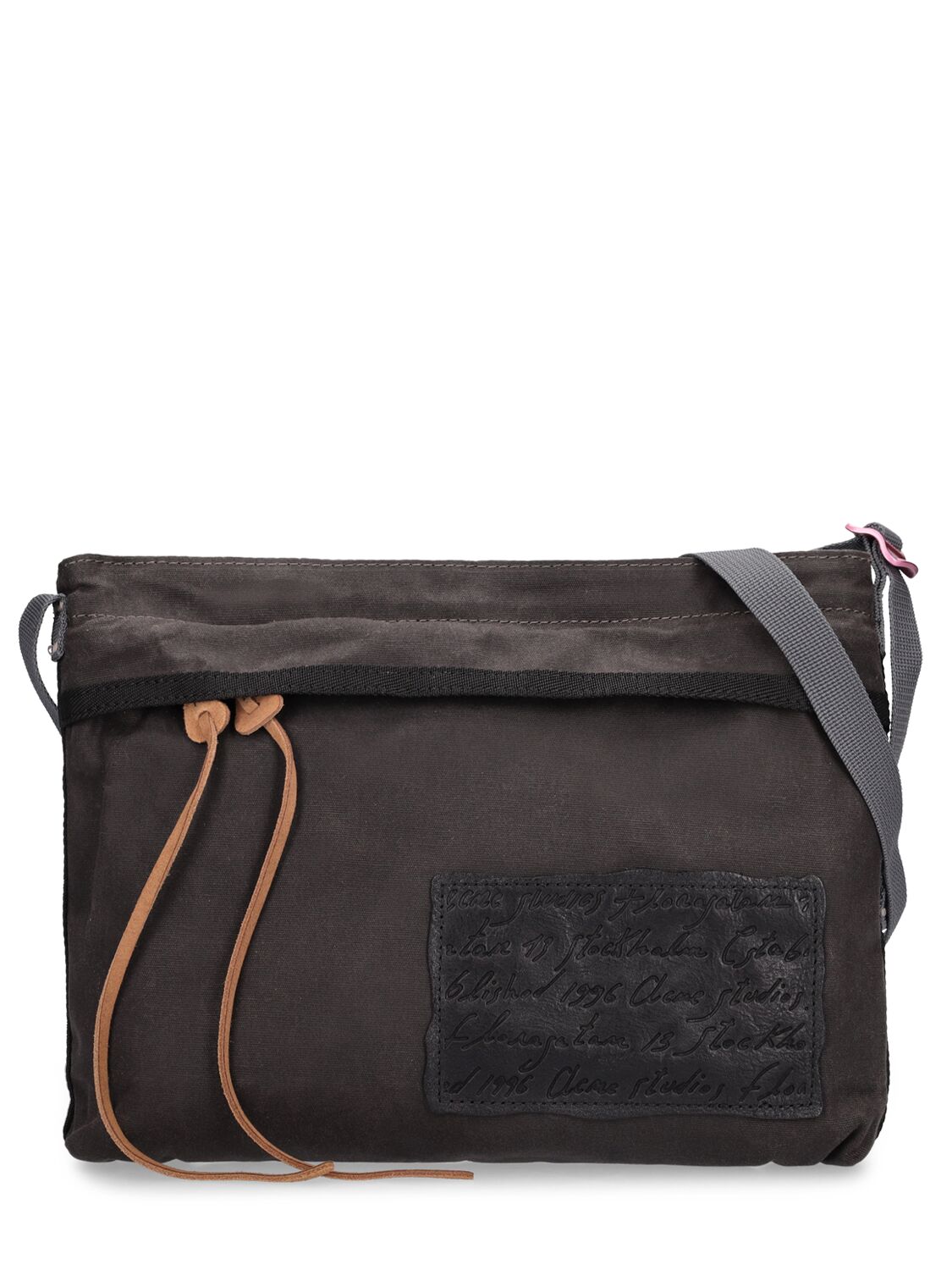 Acne Studios Andemer Waxed Mini Canvas Messenger Bag In Grey,black