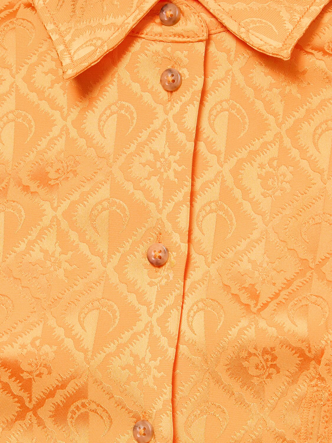 Shop Marine Serre Moon Diamant Jacquard Satin Shirt In Orange