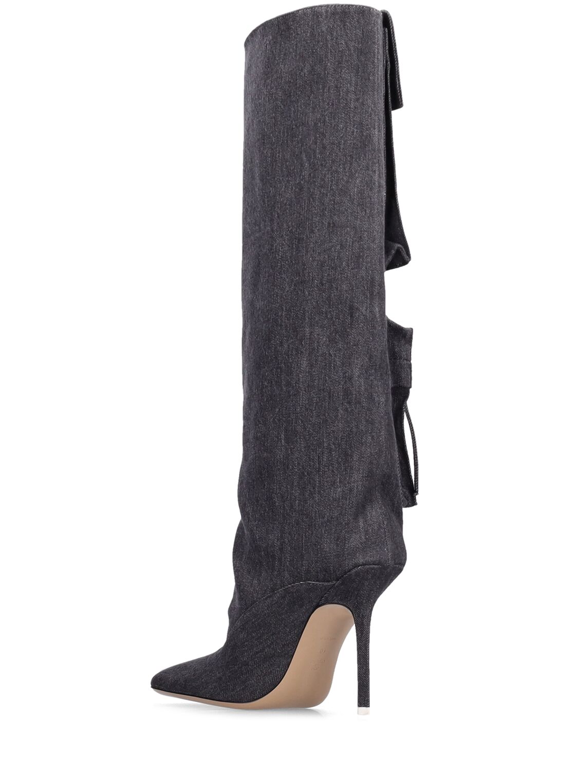 Shop Attico 105mm Sienna Denim Tall Boots In Dark Grey