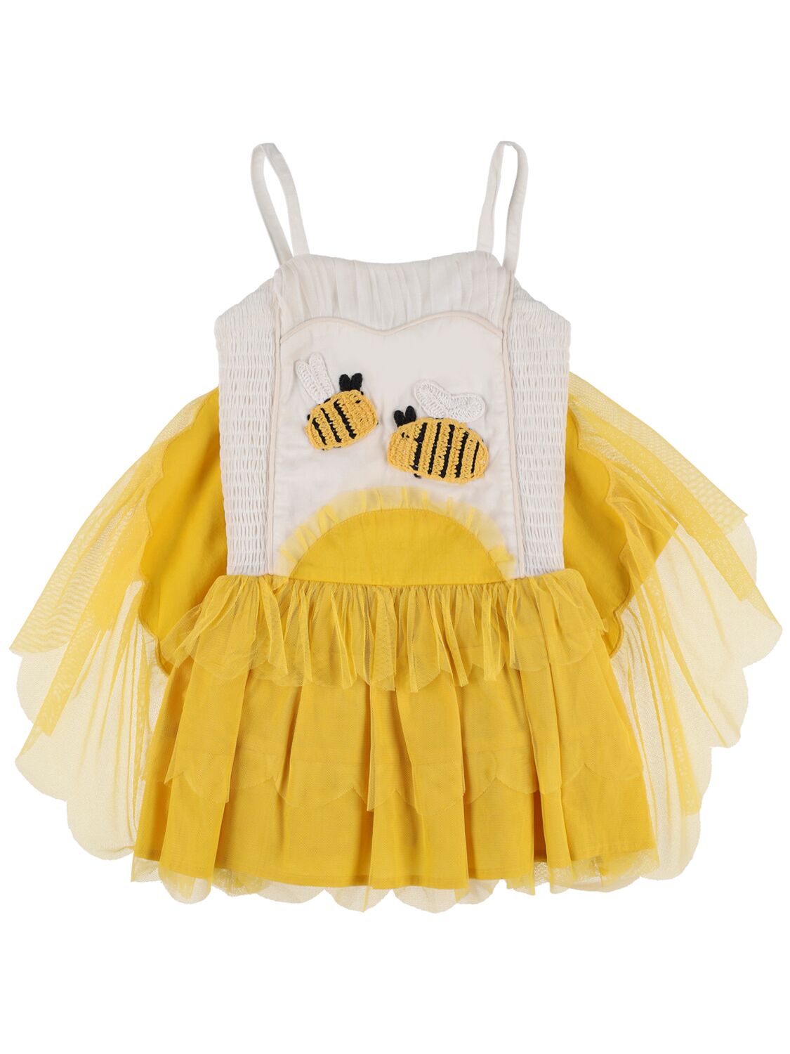 Stella Mccartney Kids' Bee Recycled Tulle Dress W/wings In Gelb