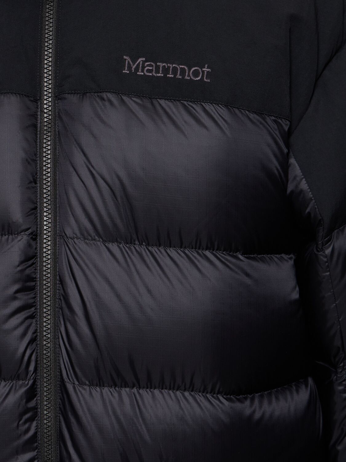 Shop Marmot Plasma Recycled Nylon Down Parka In Black