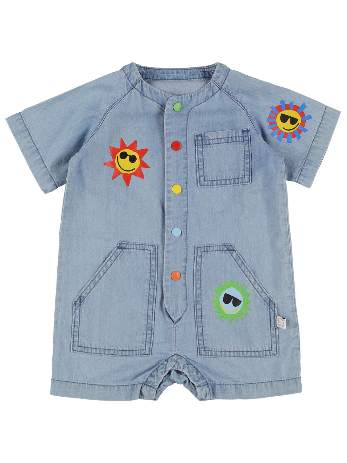 Image of Printed Organic Cotton Chambray Romper