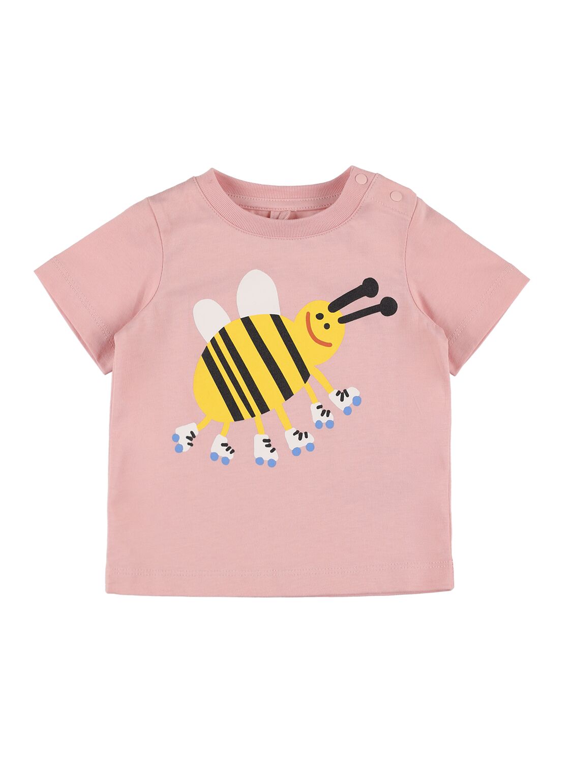 Stella Mccartney Kids' 有机棉平纹针织印花t恤 In Pink