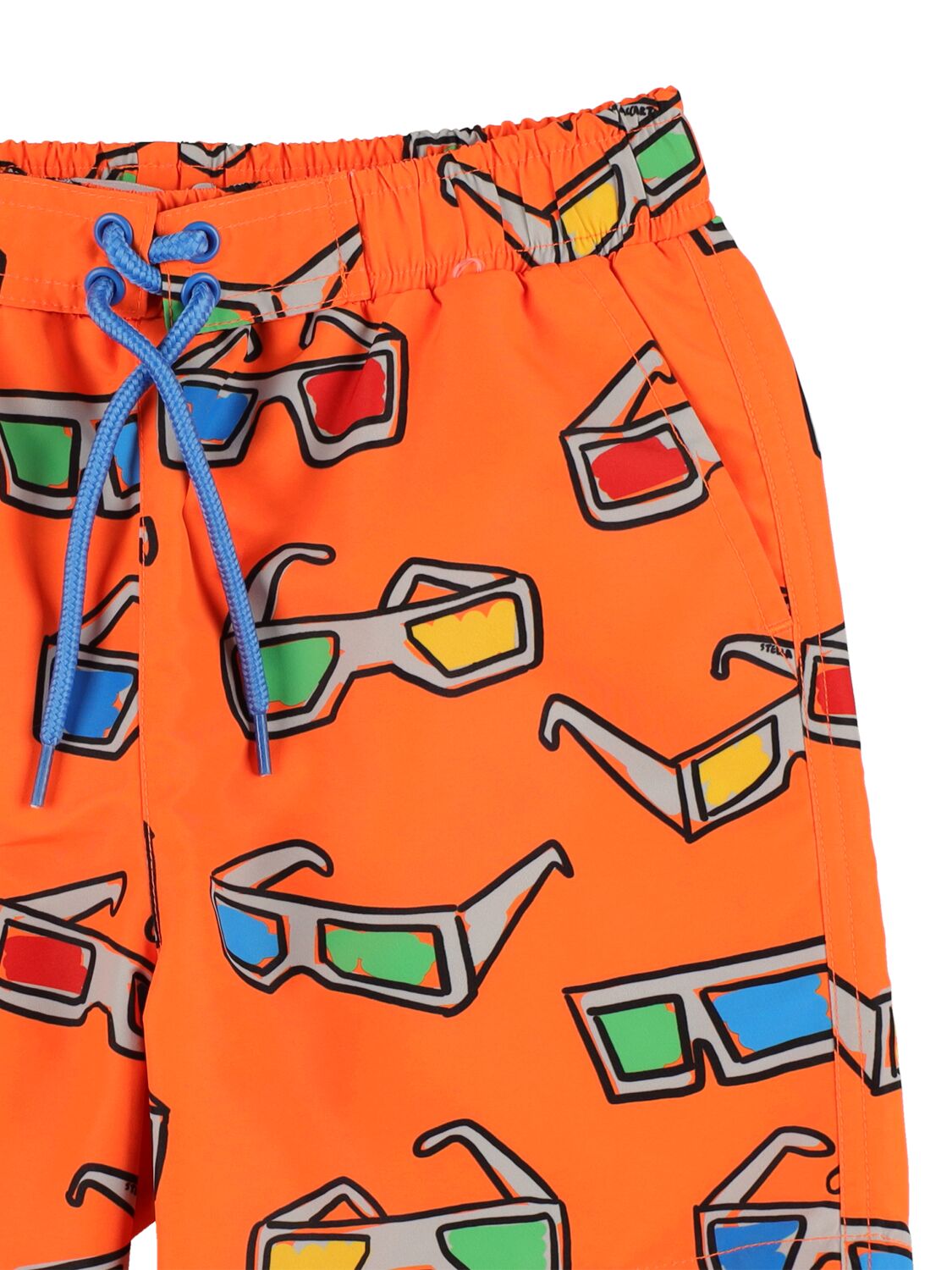 Shop Stella Mccartney All Over Print Poly Swim Shorts In Orange