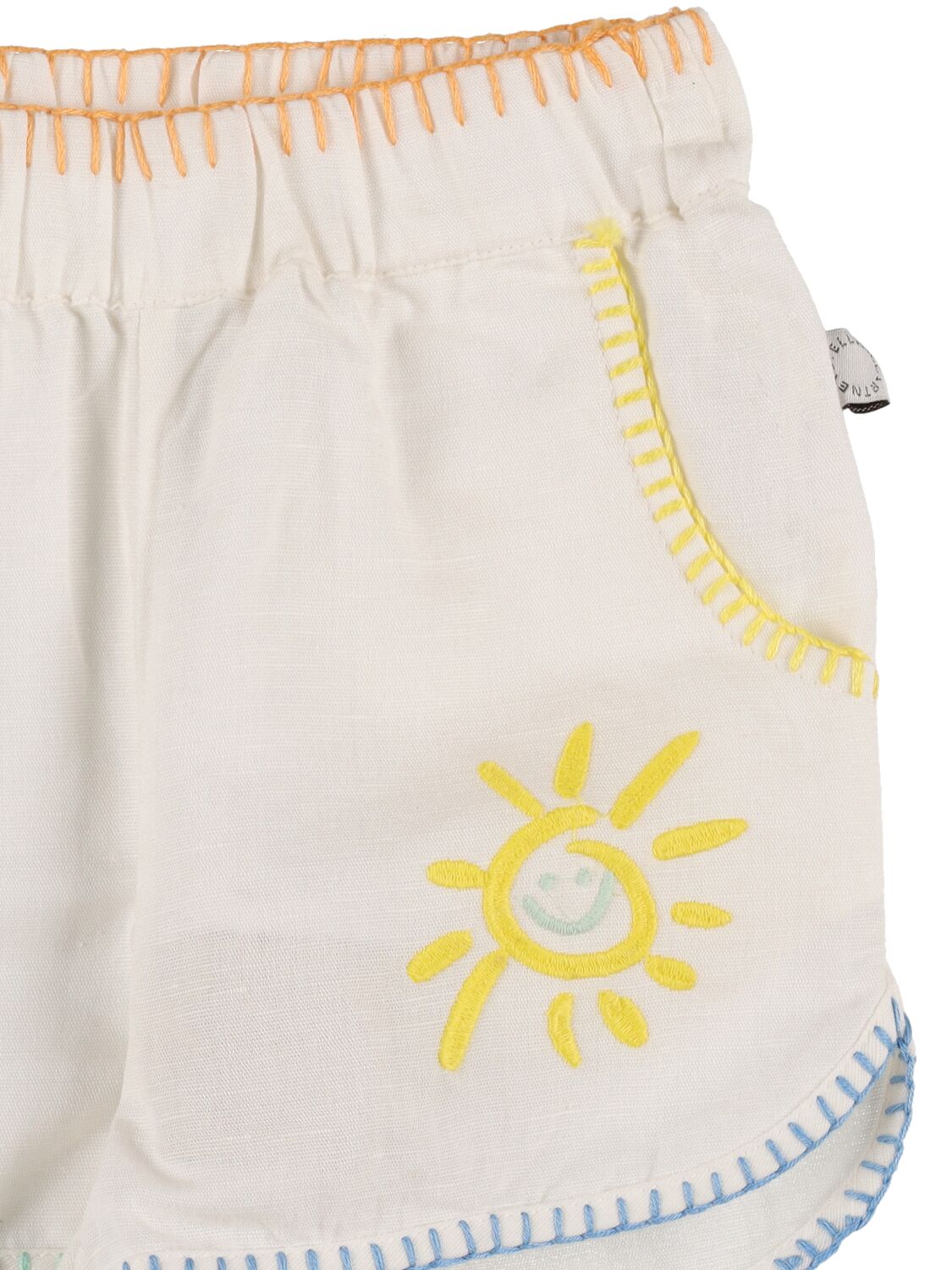 Shop Stella Mccartney Organic Cotton & Linen Shorts In Elfenbein