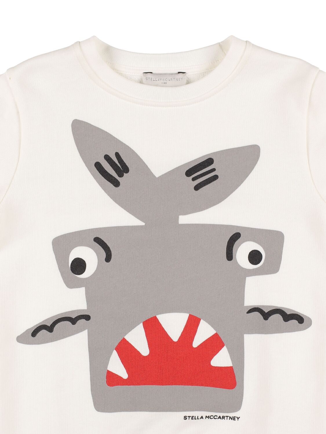 Shop Stella Mccartney Shark Print Organic Cotton Sweatshirt In Weiss