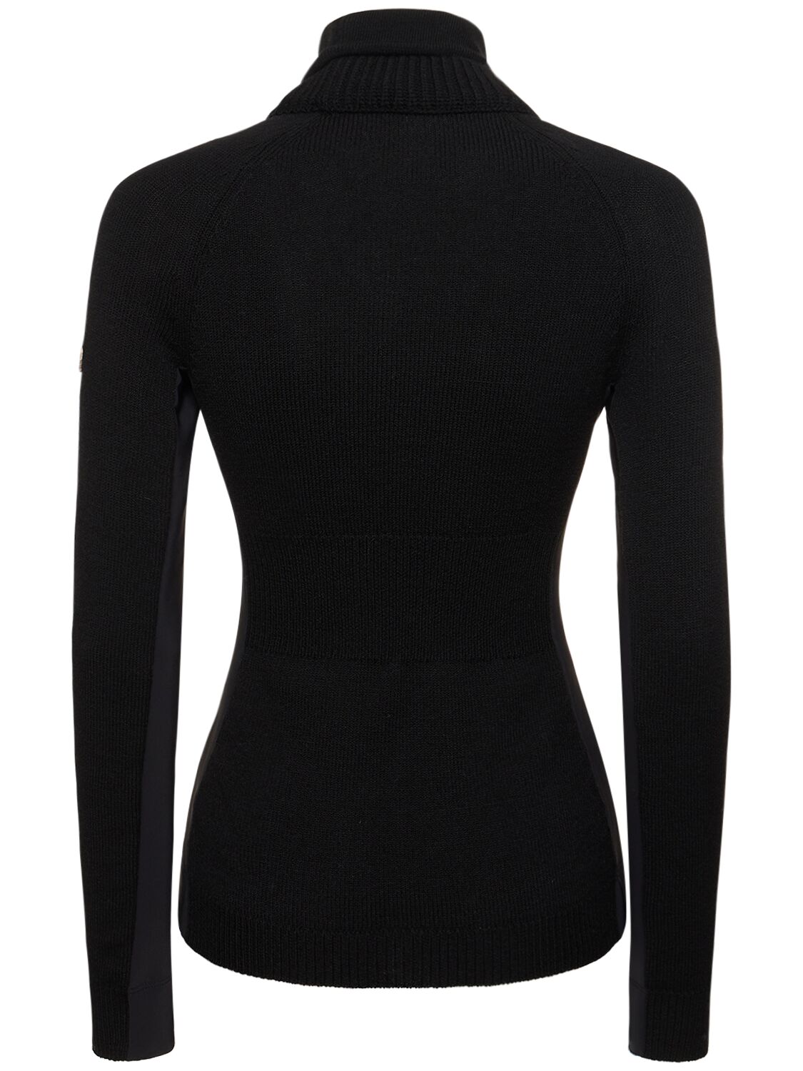 Shop Moncler Ciclista Wool Blend Top In Black