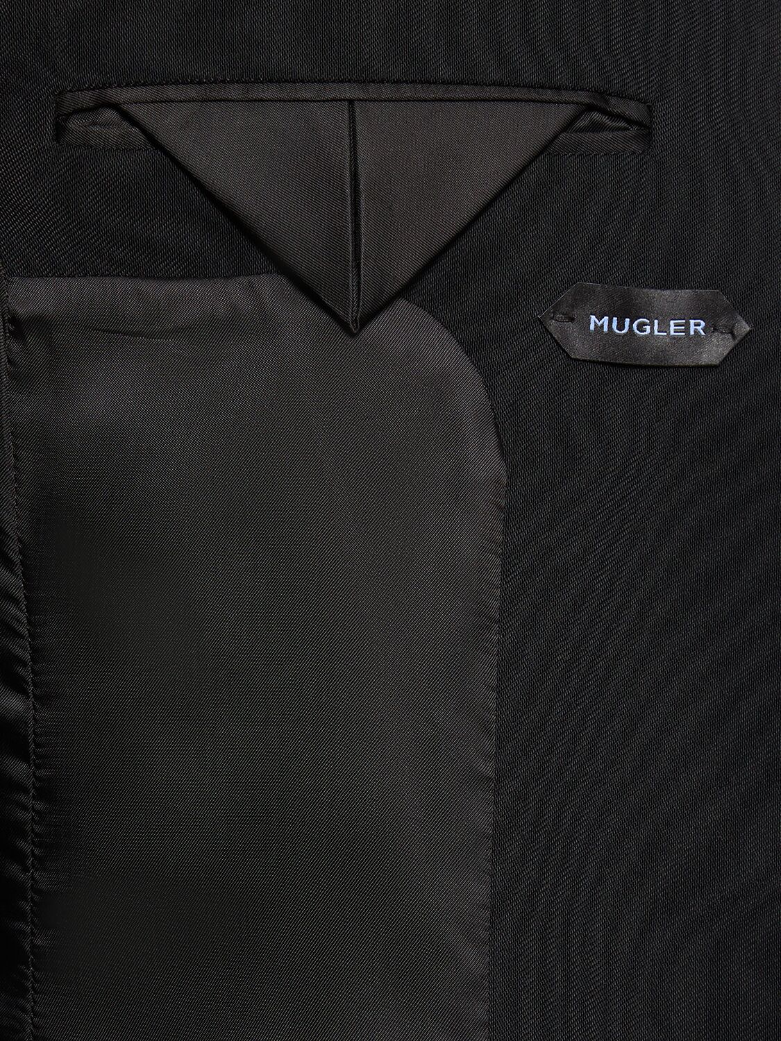 Shop Mugler Viscose & Wool Blazer In Black